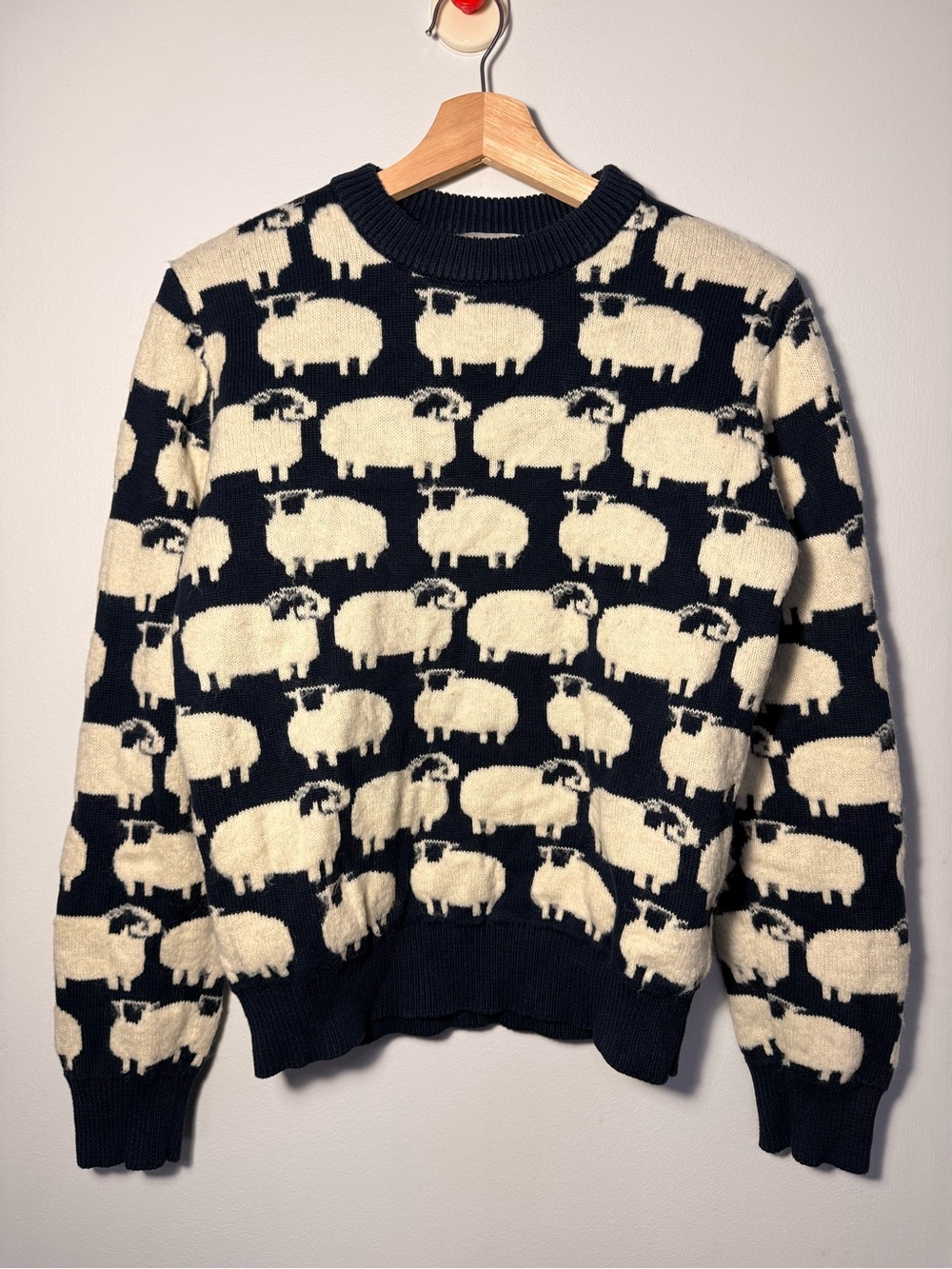 Lanvin Cashmere Silk Wool Sheep Motif Crewneck Sweater size M